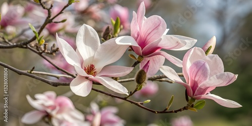 Macro photograph of a magnolia flower in full bloom, highlighting the softness of its petals and the intricate details of nature. For wedding invitations, branding, stationery, wallpapers