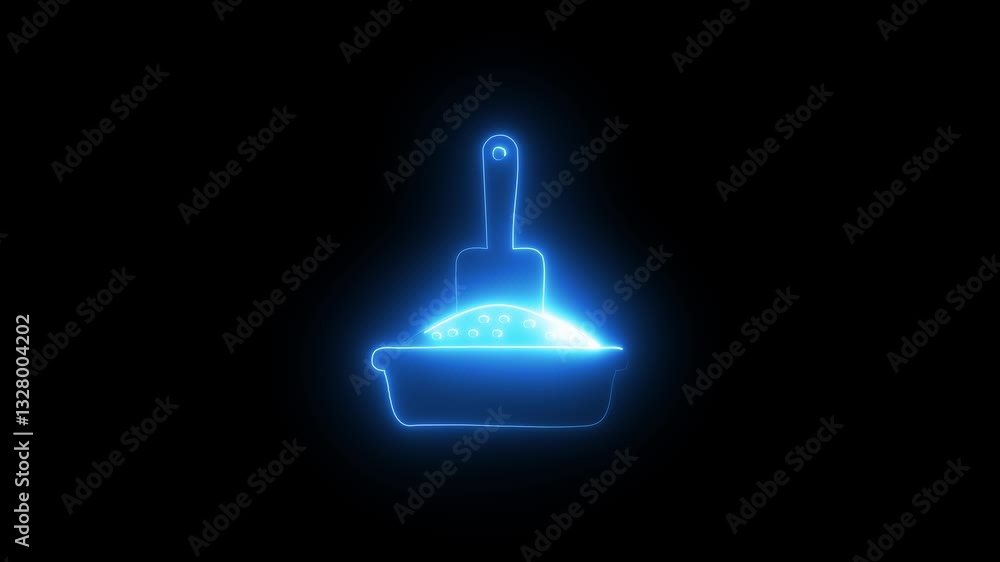 A glowing neon cat litter tray with a shovel icon pulses softly in electric blue and pink hues. The neon animation smoothly cycles between different brightness levels, giving it a dynamic look. A glowing neon cat litter tray with a shovel icon pulses softly in electric blue and pink hues. The neon animation smoothly cycles between different brightness levels, giving it a dynamic look.