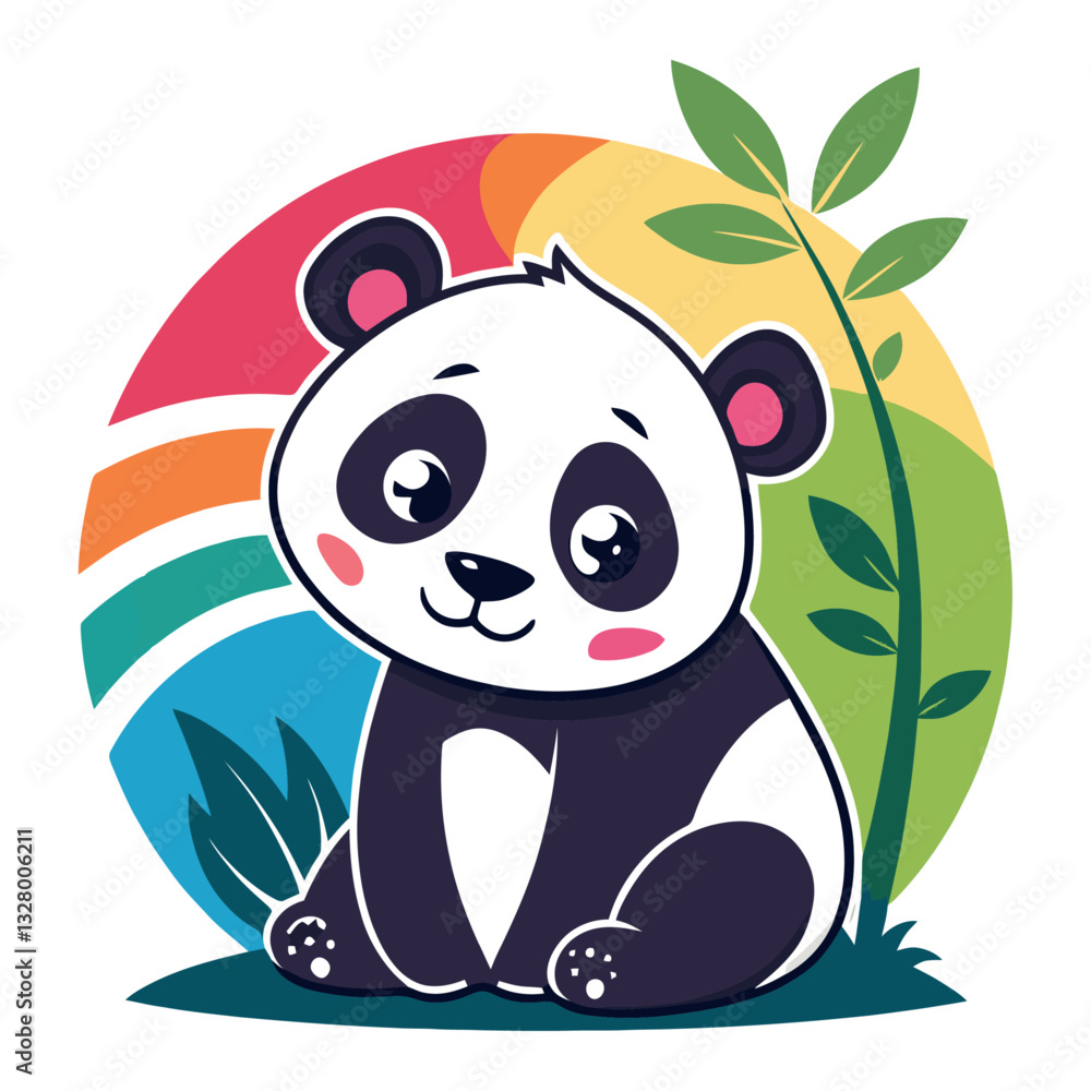 Obraz premium Cute Panda Cub Sitting Amongst Nature
