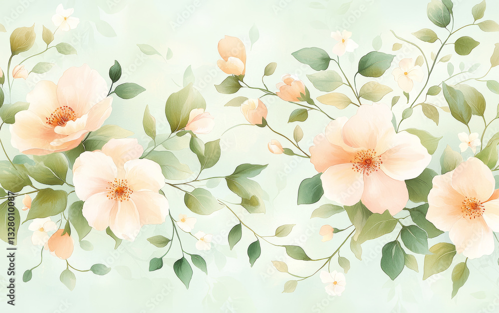 Fototapeta premium Retro style floral texture art background