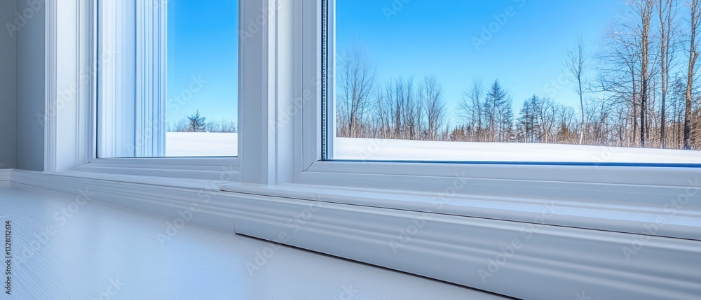 Obraz premium Winter Landscape Seen Through a Modern White Window