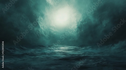 Ocean Waves Under Cloudy Sky with Light