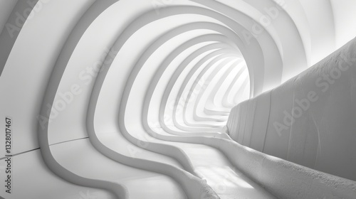 Wallpaper Mural White Ribbed Tunnel with Raised Pathway Torontodigital.ca