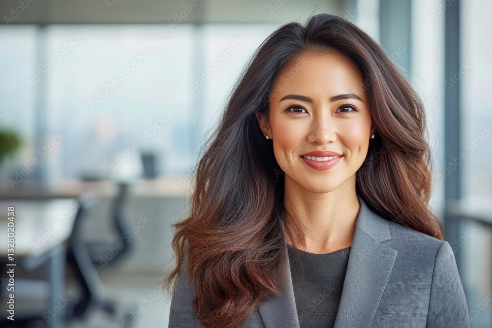 Confident Middle-Aged Asian Chinese Business woman in Modern Office Confident Middle-Aged Asian Chinese Business woman in Modern Office