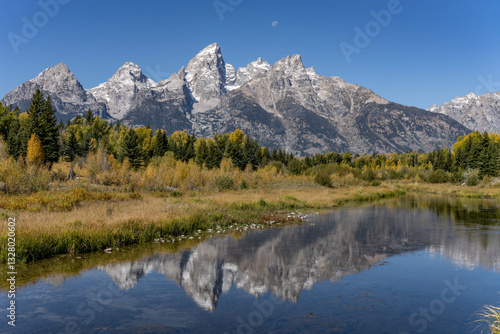 Schwabacher Landing / Snake River, Grand Teton National Park，Wyoming. Teton Range is Fault-block mountains