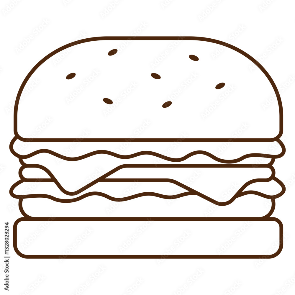 Illustration outline of a Cheeseburger Illustration outline of a Cheeseburger
