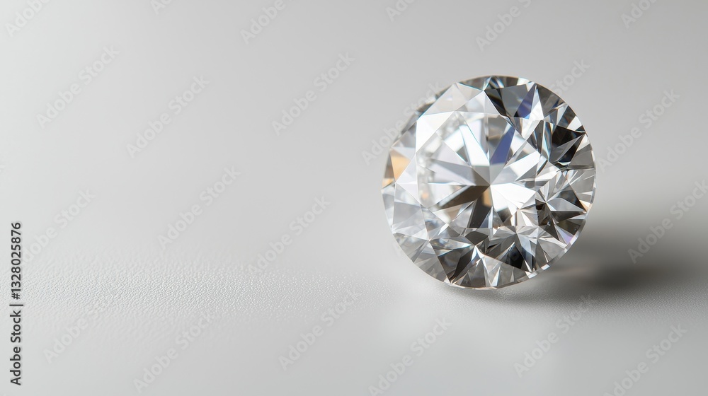 Brilliant Round Cut Diamond on Smooth Clean Surface Brilliant Round Cut Diamond on Smooth Clean Surface