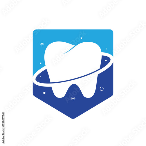 Dental planet vector logo design. Dentistry clinic vector logo concept.