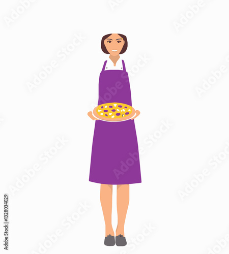 Female Chef Making Delicious Pizza