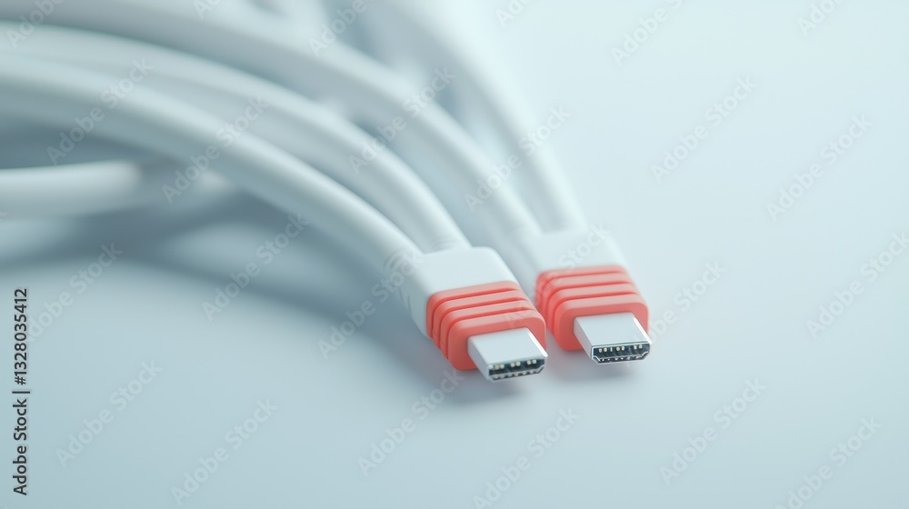 Close-Up of Modern Data Cables with Smooth Design and Soft Lighting Close-Up of Modern Data Cables with Smooth Design and Soft Lighting