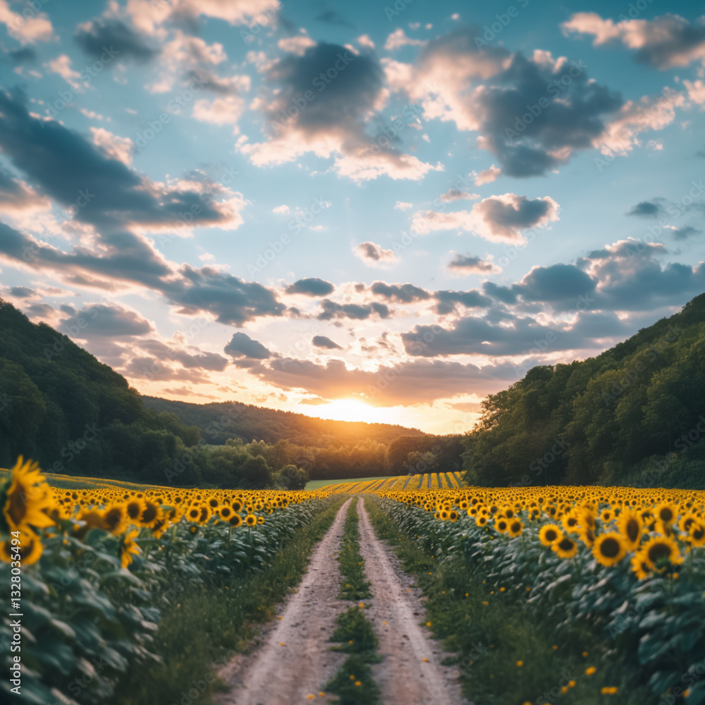 Fototapeta premium Campo de girasoles