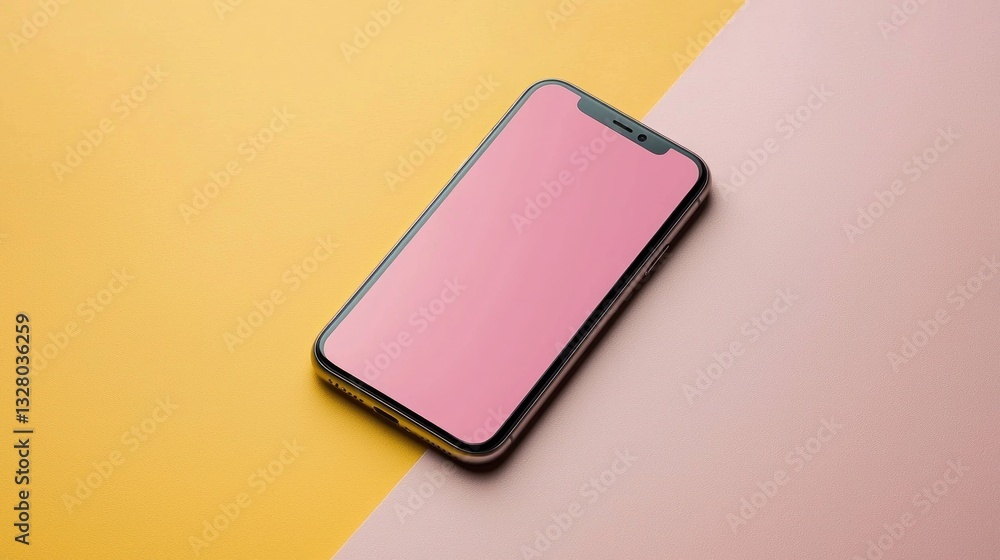 Modern smartphone with blank screen on colorful background Modern smartphone with blank screen on colorful background