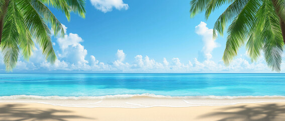 Deken met foto Palmboom Palmenstrand rustgevende zee zomerse achtergrond breed  © MdJahangir