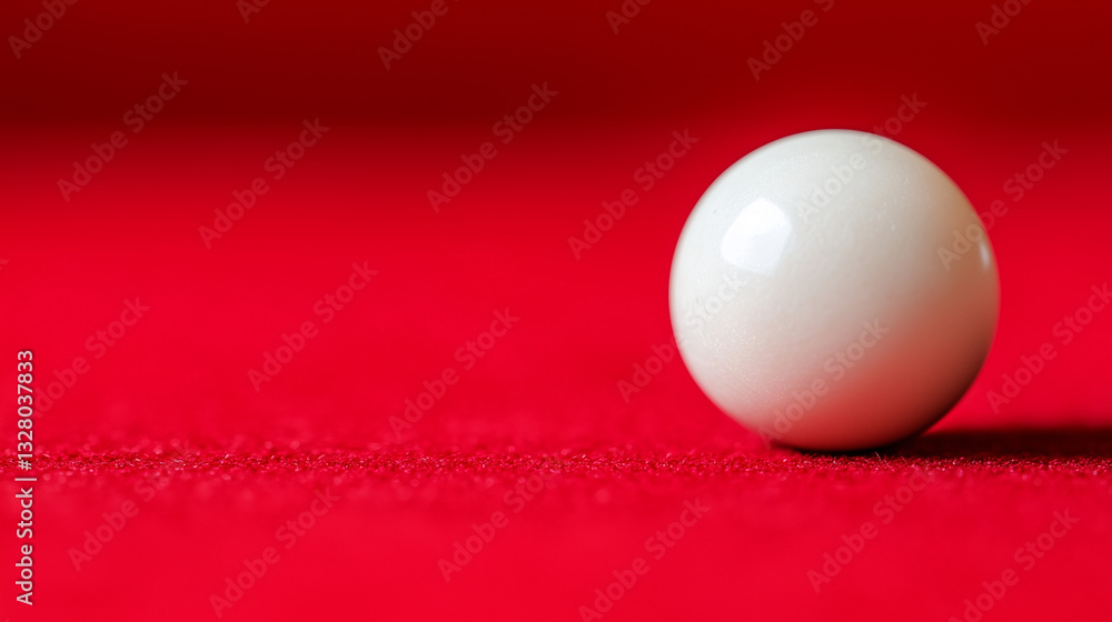White Billiard Ball on Red Felt White Billiard Ball on Red Felt