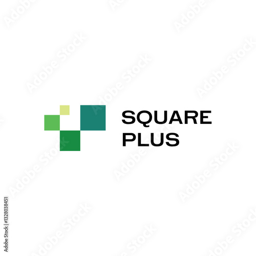 Square plus medical health green logo design editable business brand identity vector image download 