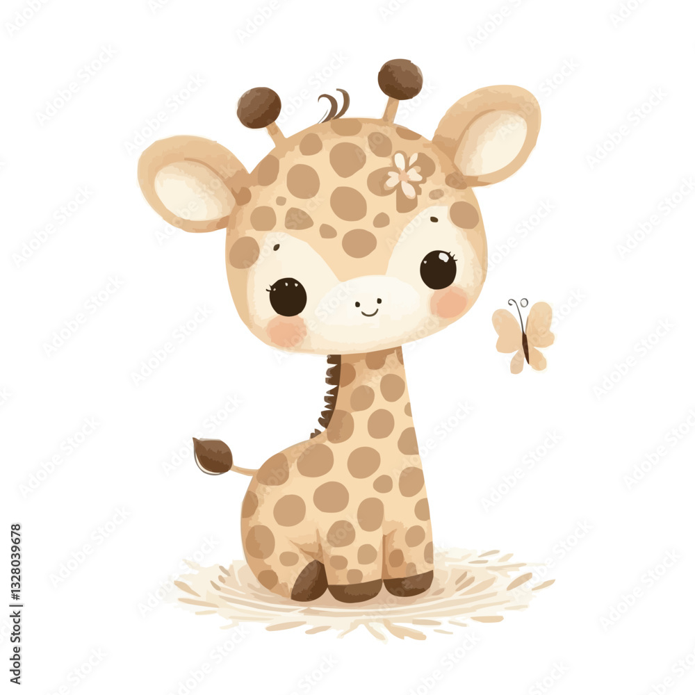 Charming giraffe in a lovely setting, suitable for kids' illustrations. Charming giraffe in a lovely setting, suitable for kids' illustrations.