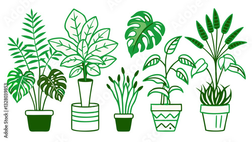 Lush collection of houseplants in decorative pots, perfect for home styling inspirations.