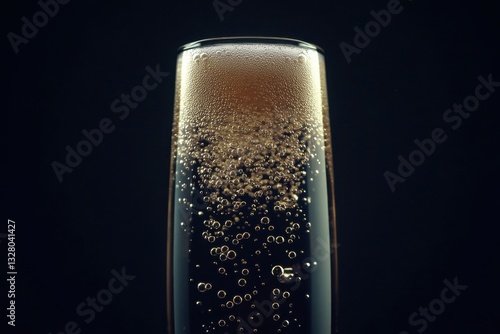 Bubbles Rising in a Sparkling Glass of Carbonated Beverage