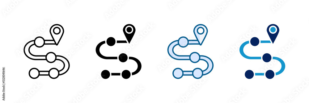 Obraz premium Road Map Icon Set Multiple Style Collection