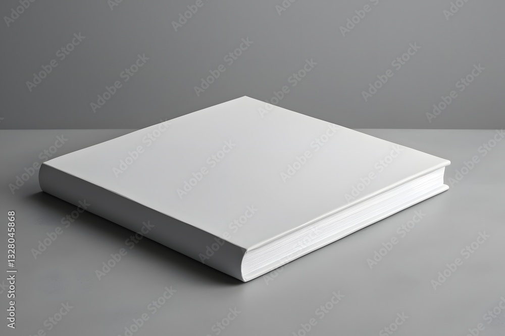 White hardcover book mockup on a gray background, high resolution, high quality, White hardcover book mockup on a gray background, high resolution, high quality,