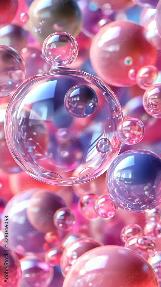 Colorful bubbles float in a vibrant abstract background filled with shades of pink and purple Colorful bubbles float in a vibrant abstract background filled with shades of pink and purple