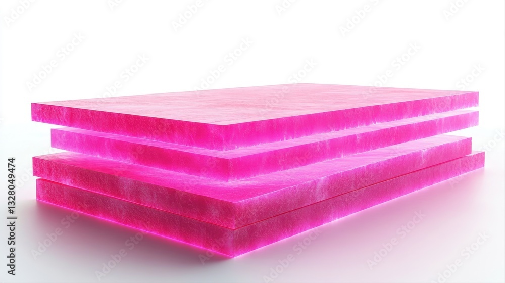 Vibrant Pink Transparent Acrylic Sheets Stacked on a Bright White Background for Modern Design Projects Vibrant Pink Transparent Acrylic Sheets Stacked on a Bright White Background for Modern Design Projects