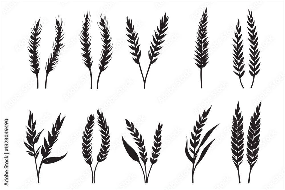 Stylized Wheat Stems Vector Art Stylized Wheat Stems Vector Art