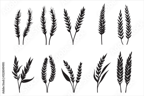 Stylized Wheat Stems Vector Art
