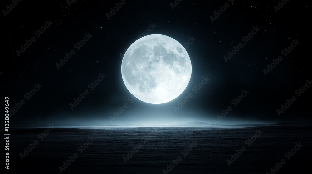 Fototapeta premium Mesmerizing Moonlit Night: Clear Sky, Shining Stars & Celestial Beauty