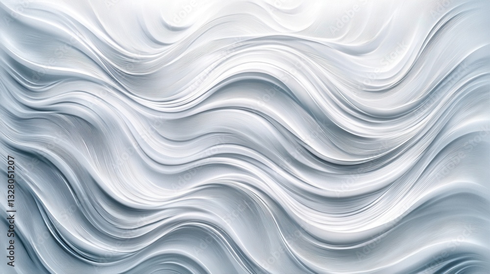 Fototapeta premium Abstract Silver Wave Pattern Background Design: Elegant Swirling Curves and Smooth Undulating Lines, Modern Digital Art Texture