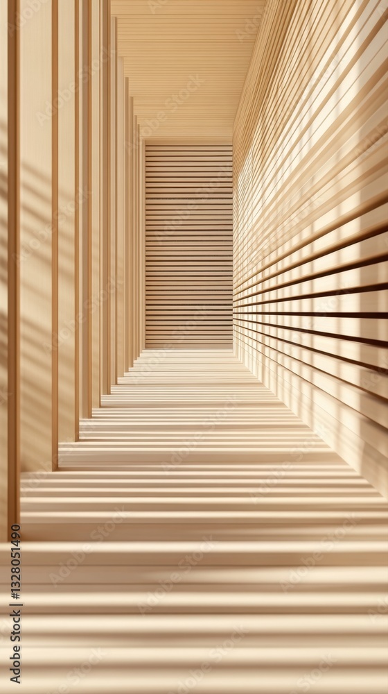 Minimalist Architectural Interior with Soft Light and Wooden Textures Creating Dynamic Shadow Patterns Minimalist Architectural Interior with Soft Light and Wooden Textures Creating Dynamic Shadow Patterns