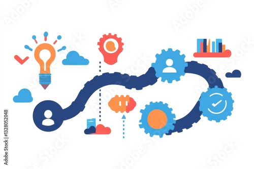 Creative Process Roadmap with Icons for Innovation and Ideas