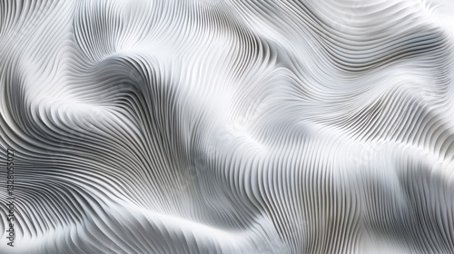Wallpaper Mural Abstract White Waves: A 3D Render of Fluid, Curving Lines and Textures Torontodigital.ca