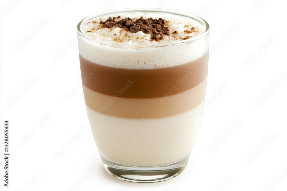 Layered Coffee Drink with Cream and Chocolate Crumbs in Glass Layered Coffee Drink with Cream and Chocolate Crumbs in Glass