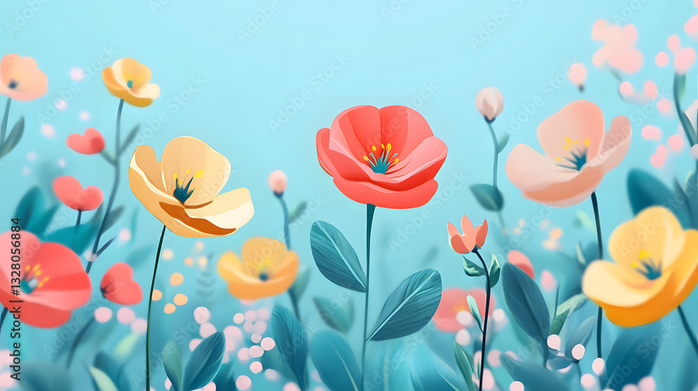 Exquisite Spring Flower Concept Illustration on White Background