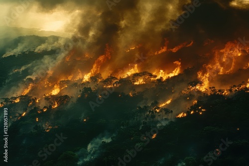 Wallpaper Mural Intense Wildfire Devastating Forest with Thick Smoke and Flames Torontodigital.ca