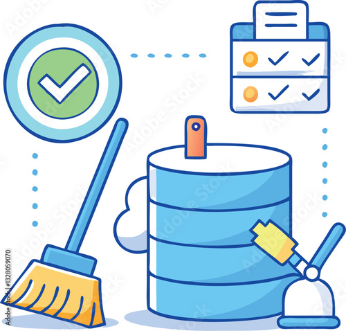 Cleaning tools vector illustration set