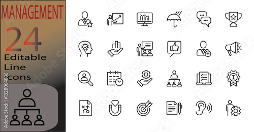 management icon set Line cannot be edited already expanded and merged
