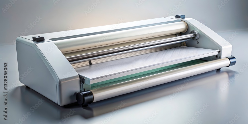 Laminator Machine, Modern Office Equipment, Long Exposure Photography, Futuristic Design, High-Angle View, Product Photo Laminator Machine, Modern Office Equipment, Long Exposure Photography, Futuristic Design, High-Angle View, Product Photo