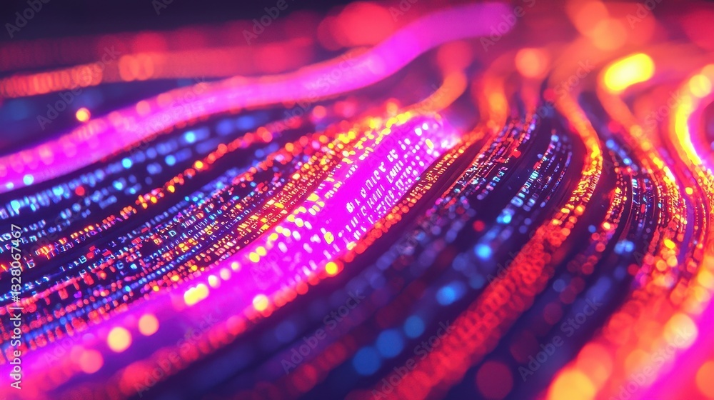 Vibrant Abstract Lines with Glowing Patterns and Digital Effects Vibrant Abstract Lines with Glowing Patterns and Digital Effects