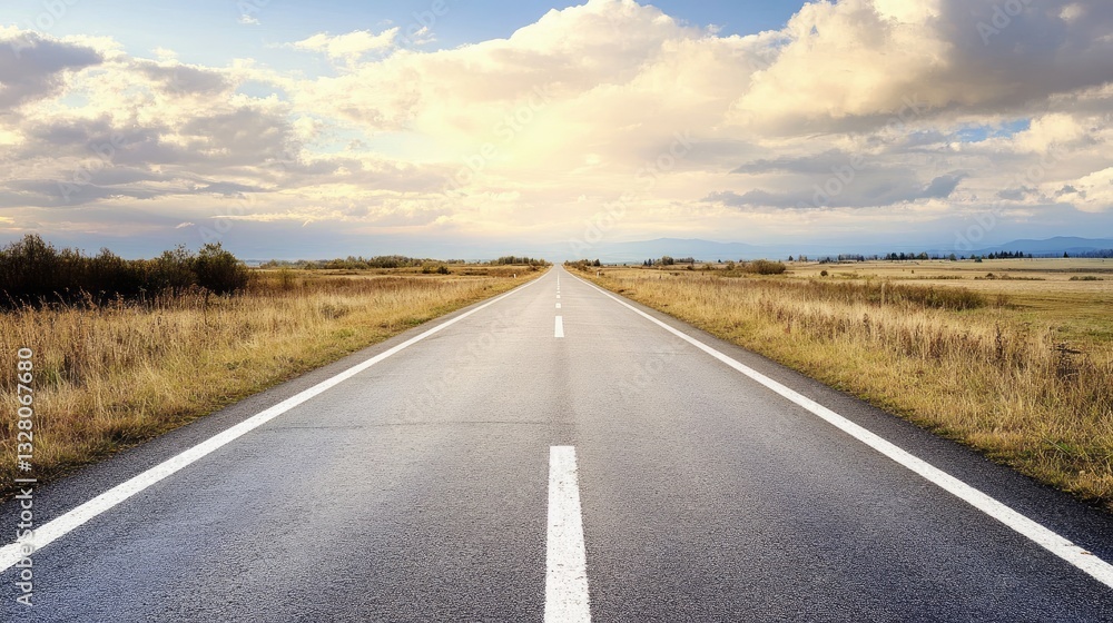 Fototapeta premium Endless Road to Adventure: A Journey into the Golden Fields