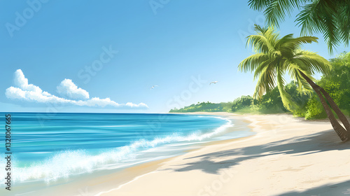 Wallpaper Mural Tropical Beach Illustration on Isolated Background for Vacation and Travel Themes Torontodigital.ca