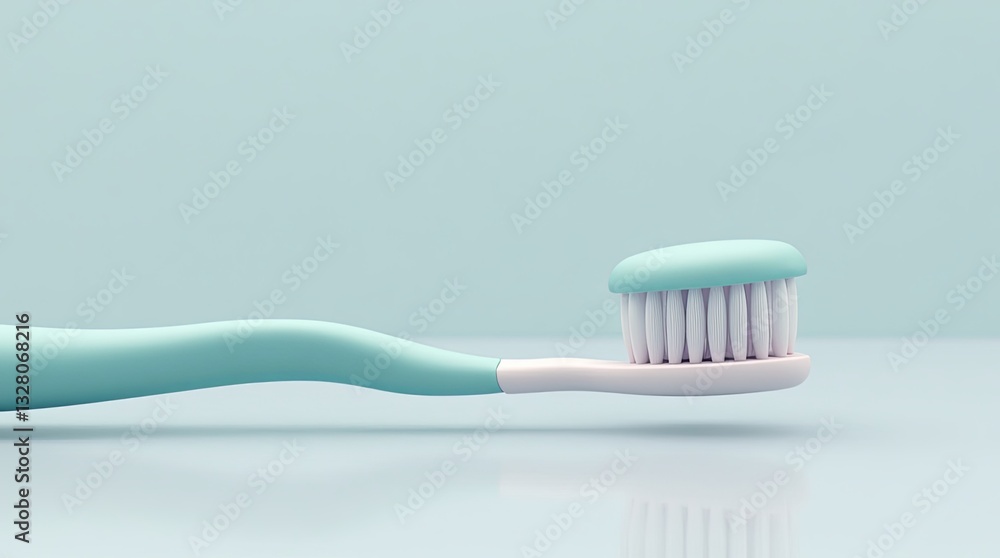 A toothbrush with a blue handle and a white and blue toothpaste cap A toothbrush with a blue handle and a white and blue toothpaste cap