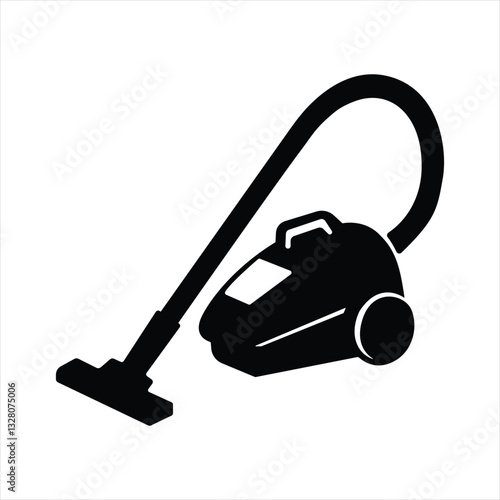 vacuum cleaner on a white background. Simple black and white silhouette of a vacuum cleaner..