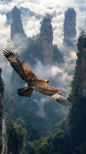 Condor flying over the mountains