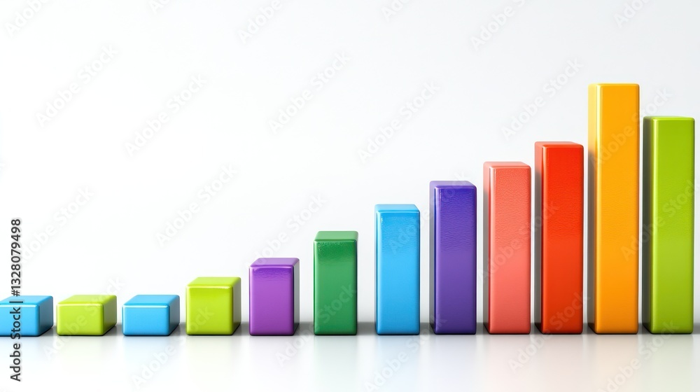 Colorful Ascending Bar Graph: Visualizing Growth and Progress Colorful Ascending Bar Graph: Visualizing Growth and Progress