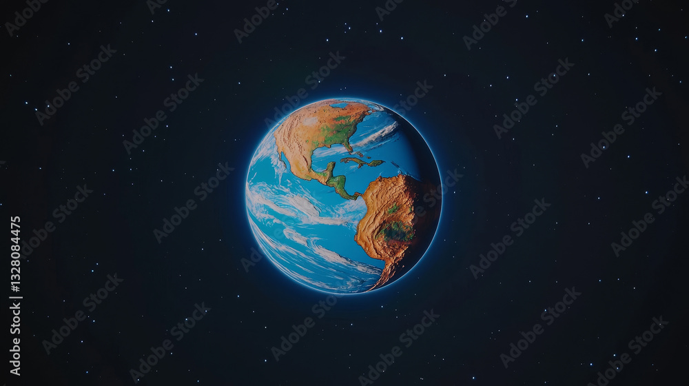 Naklejka premium Earthrise: A vibrant planet against a starlit void