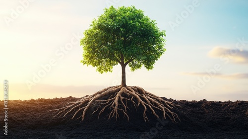Wallpaper Mural Majestic tree with deep roots reaching into the earth symbolizing strength and connection to the natural environment Torontodigital.ca