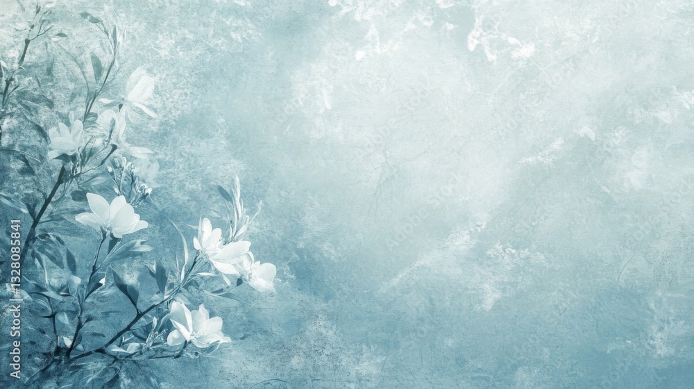 Fototapeta premium Frozen Branches and Blue Winter Background Texture