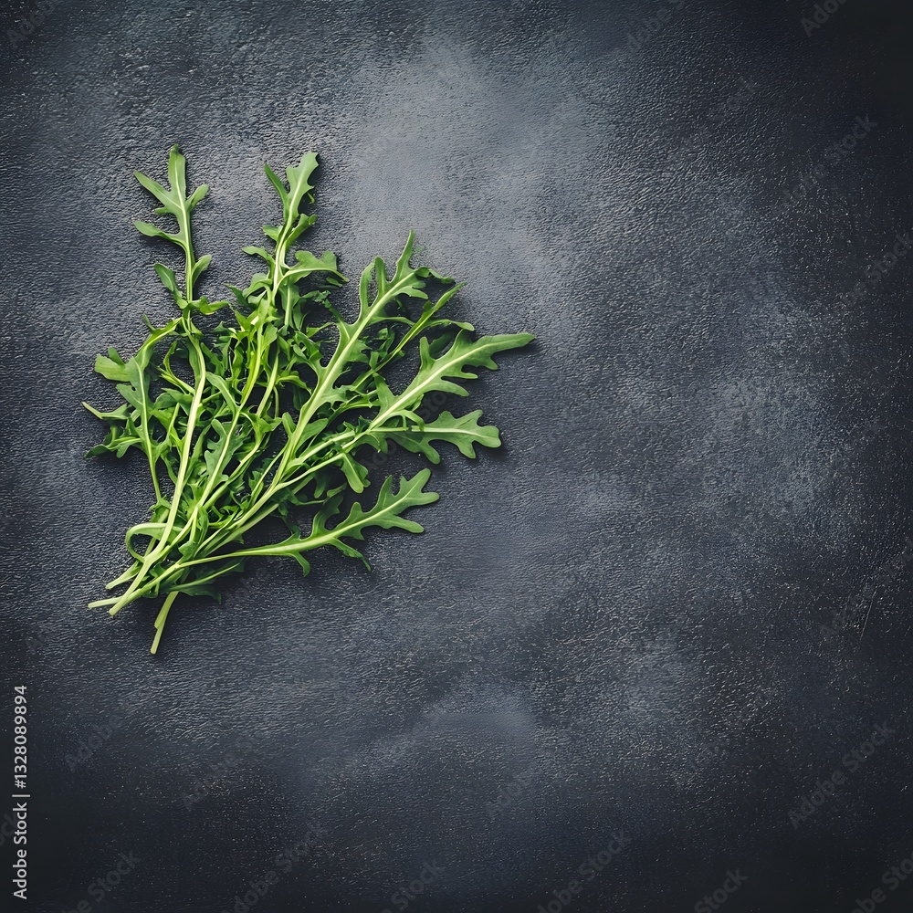 Fresh Green Rocket Arugula Salad Leaves on Dark Background Fresh Green Rocket Arugula Salad Leaves on Dark Background